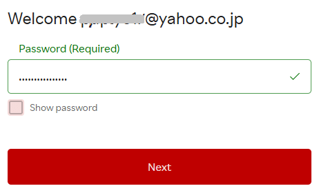 Nhập mật khẩu rồi nhấn Next